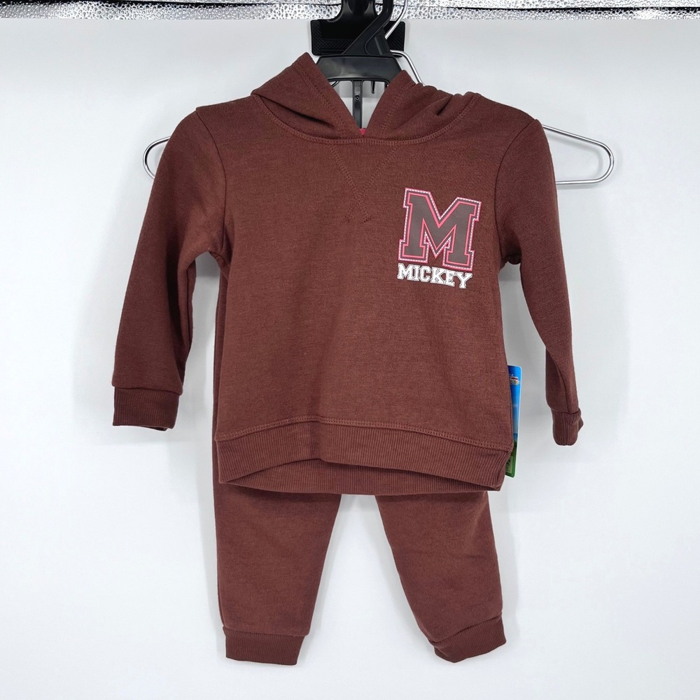 Disney Mickey Mouse Clubhouse Hoodie Jogger Set Kids‎ 12M Brown Graphic